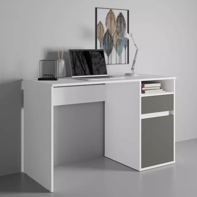 Písací stôl Billa 1d1sz 60 Nfsc B Biela/Grafit