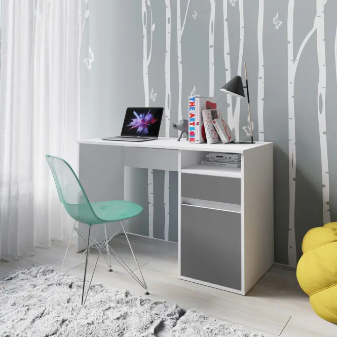 Písací stôl Billa 1d1sz 60 Nfsc B Biela/Grafit,6