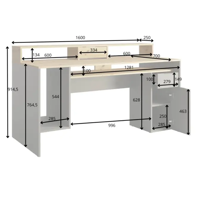 Písací stôl 1d1sz 60 Nfsc B Grafit Rex,2