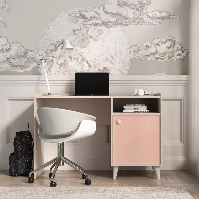 Písací stôl Mevel 07 Púštny piesok/Millenial Pink