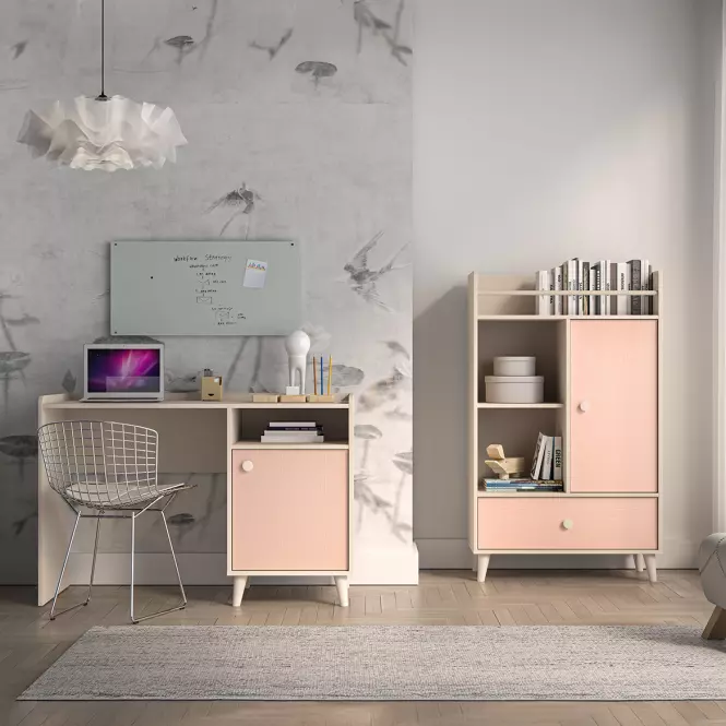 Písací stôl Mevel 07 Púštny piesok/Millenial Pink