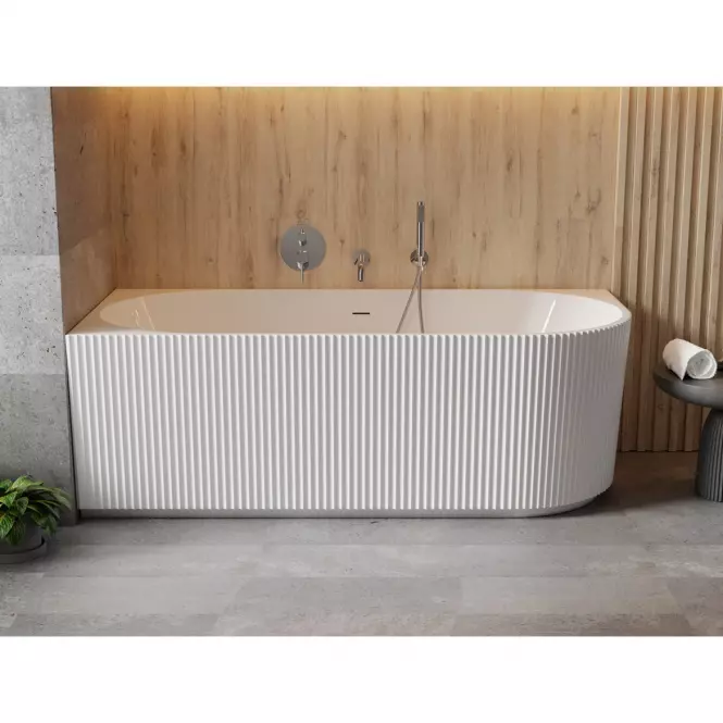 Voľne stojaca rohová  vaňa Denaya 150/75 Ľ + sifón čierny,5