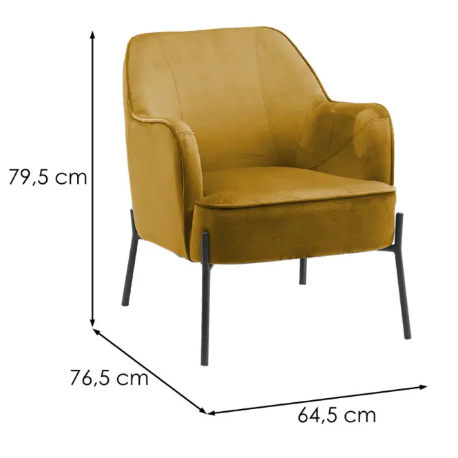 Kreslo Bob WX-2924 Yellow Velvet 20,6