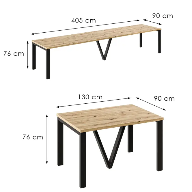 Rozkladací stôl 130-405 cm Titan dub Artisan,3