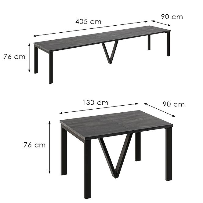 Rozkladací stôl 130-405 cm Titan čierny betón