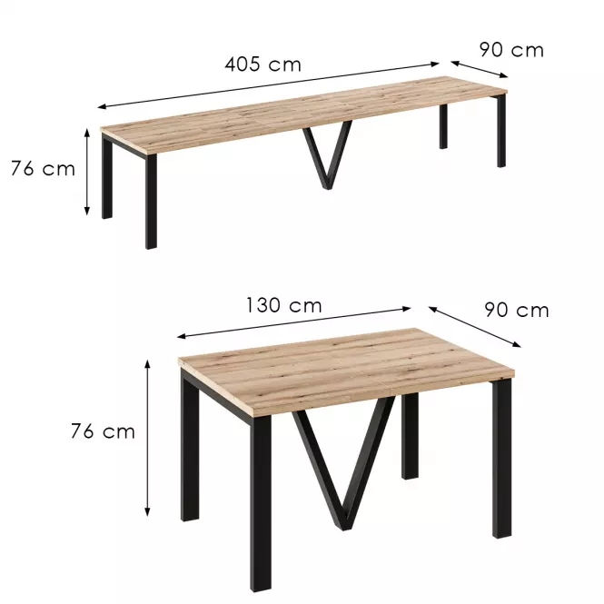 Rozkladací stôl 130-405 cm Titan dub evoke