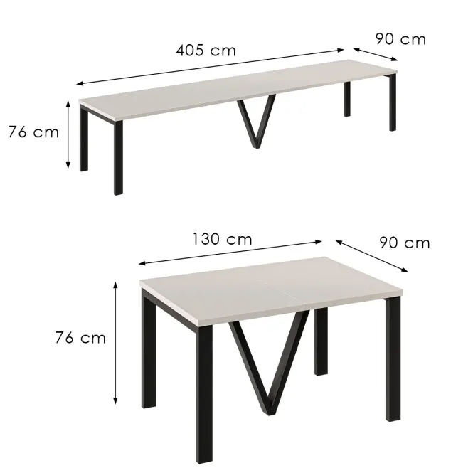 Rozkladací stôl 130-405 cm Titan kašmír,3