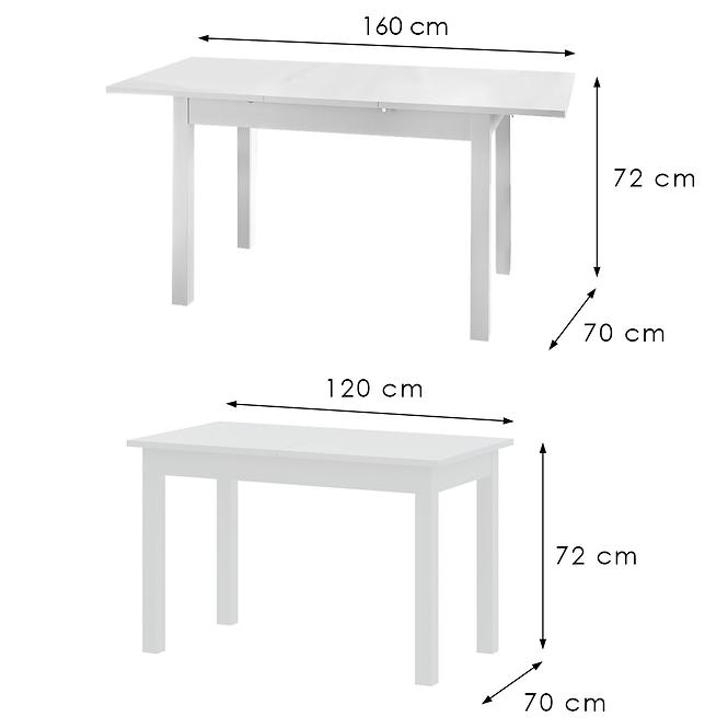 Rozkladací stôl Neo 120/160x70 Bela