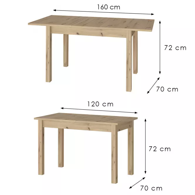 Rozkladací stôl Neo 120/160x70 Wotan