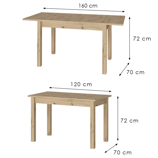 Rozkladací stôl Neo 120/160x70 Wotan,2
