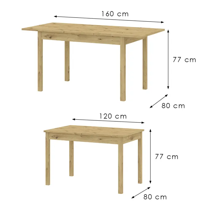Rozkladací stôl Sendi 120/160x80 Artisan,2