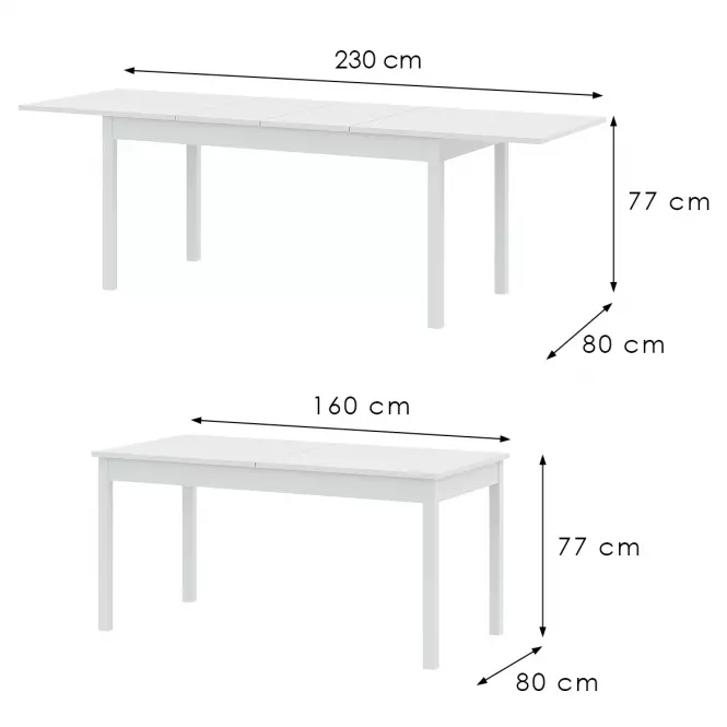 Rozkladací stôl Sendi 160/240x80 Biały