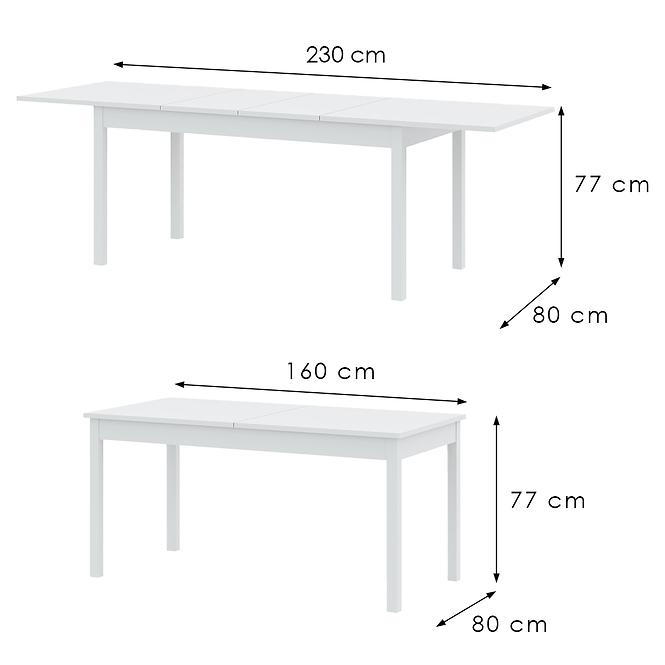 Rozkladací stôl Sendi 160/240x80 Biały