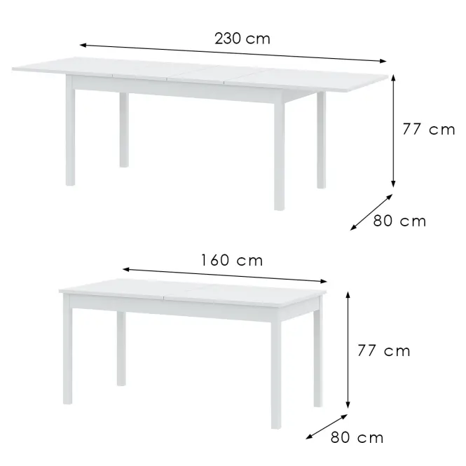 Rozkladací stôl Sendi 160/240x80 biely,2