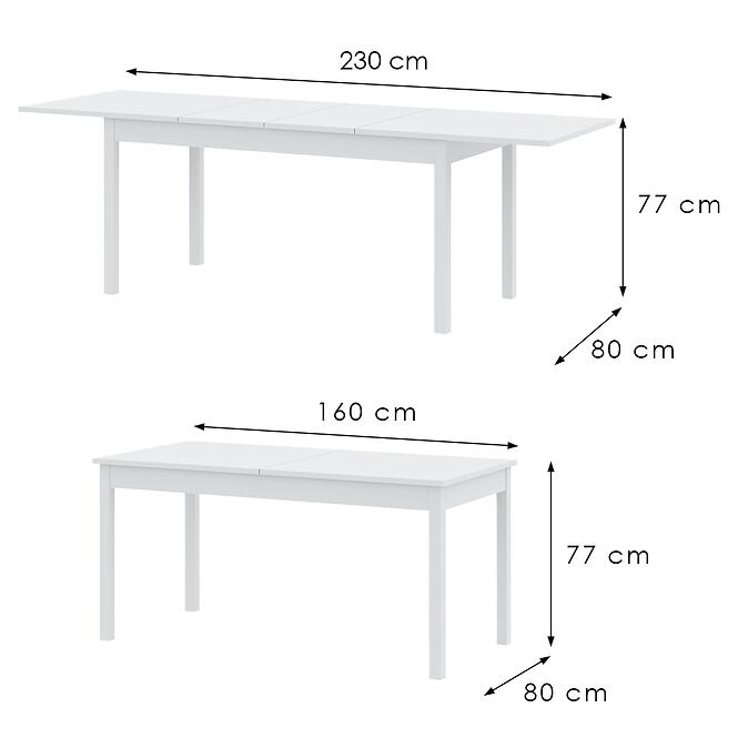Rozkladací stôl Sendi 160/240x80 biely,2
