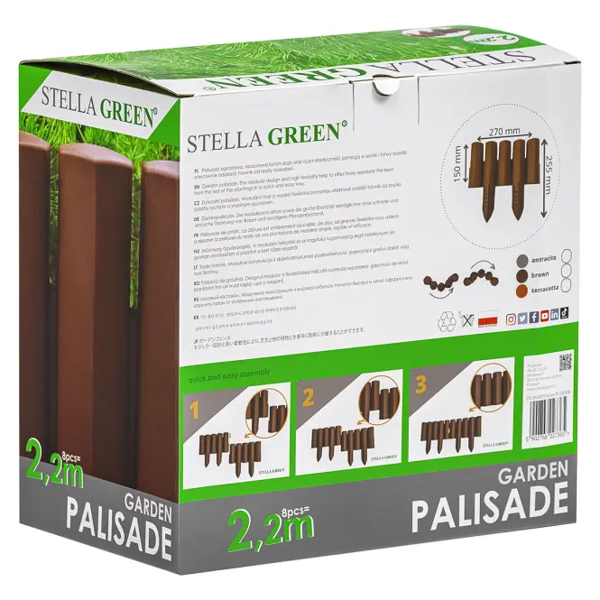 Záhradná palisáda PA22 (sada 8 ks) Stella Green antracit