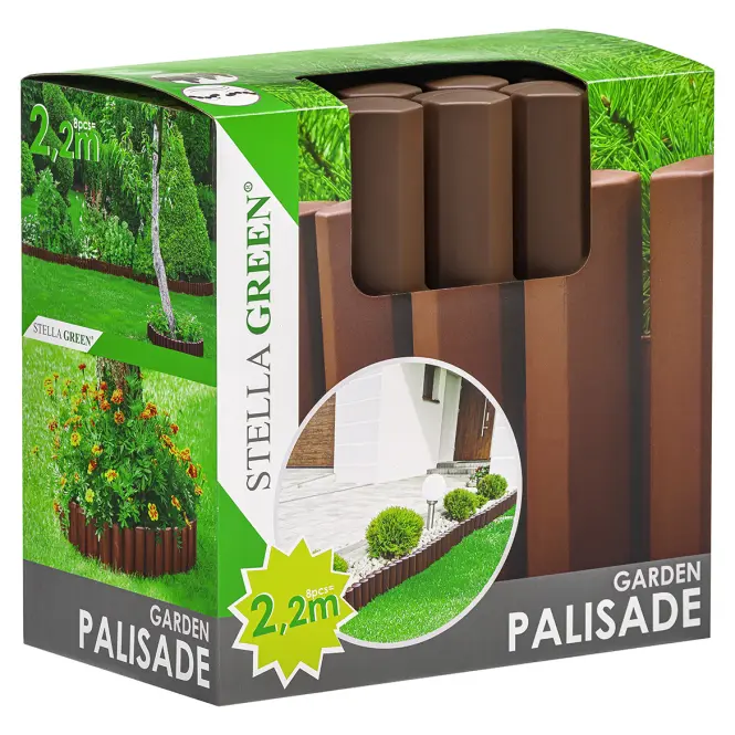Záhradná palisáda PA22 (sada 8 ks) Stella Green  hnedá,9