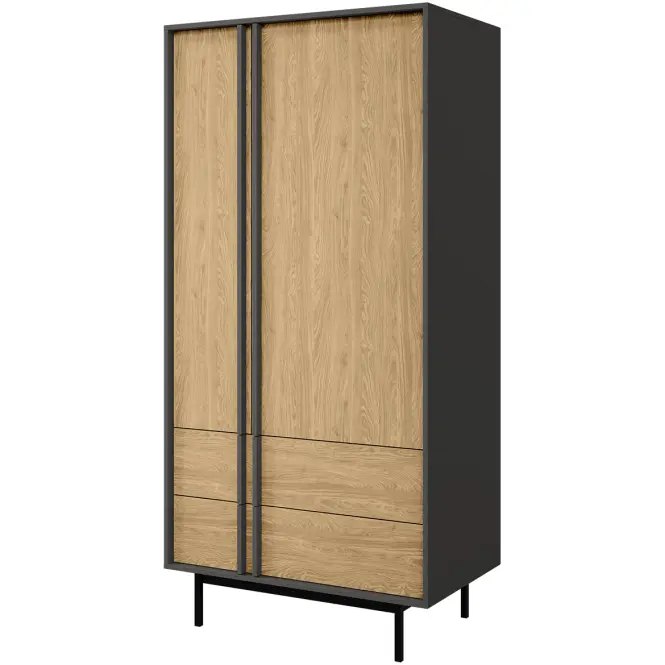 Skriňa Alsy 1 93 cm – dub olejovaný/antracit, dvojdverová