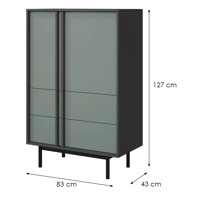 Skriňa  Alsy 5 Aloe/Antracit,2