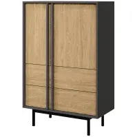 Skriňa Alsy 5 83 cm – dub olejovaný/antracit, dvojdverová, zásuvky