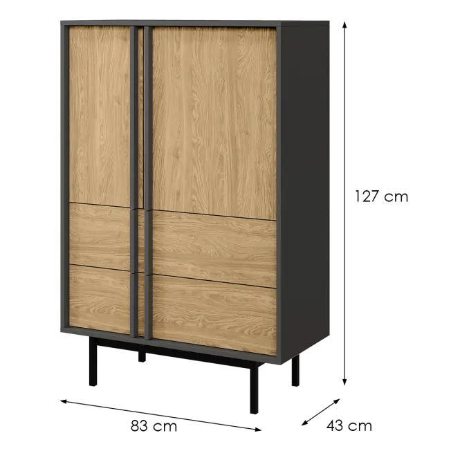 Skriňa Alsy 5 dub olejovaný/antracit,2