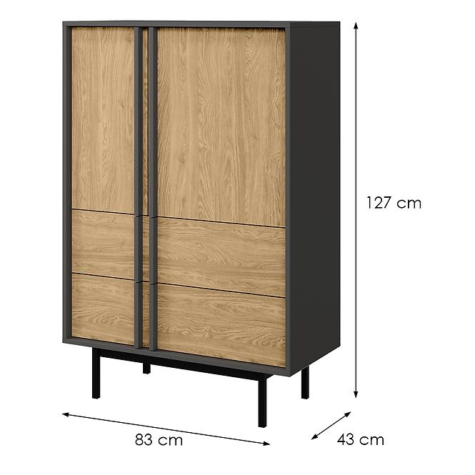Skriňa Alsy 5 dub olejovaný/antracit,2