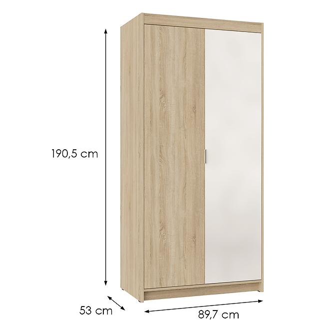 Skriňa Elena Sonoma 2d-1d 1 Zrkadlo