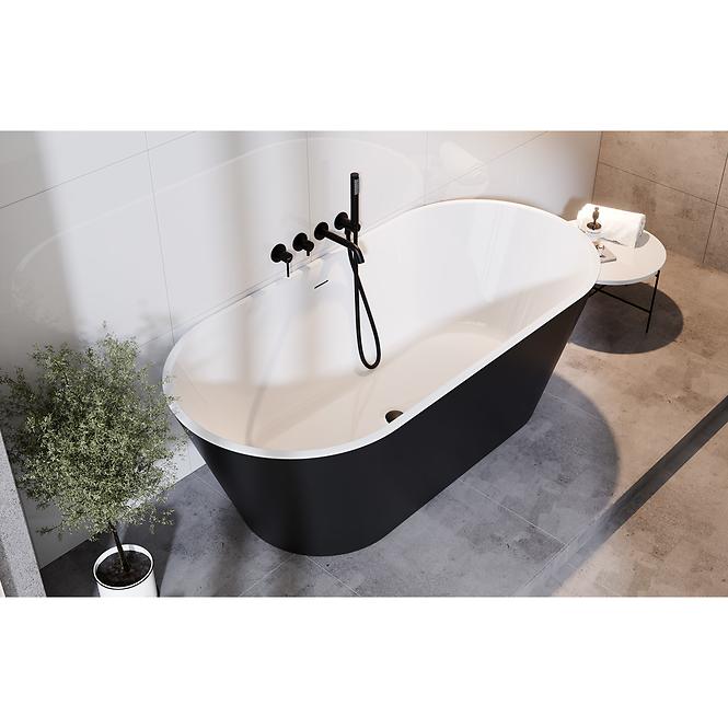 Voľne stojaca vaňa Deeva B&W 150/75 + sifón čierny mat,6