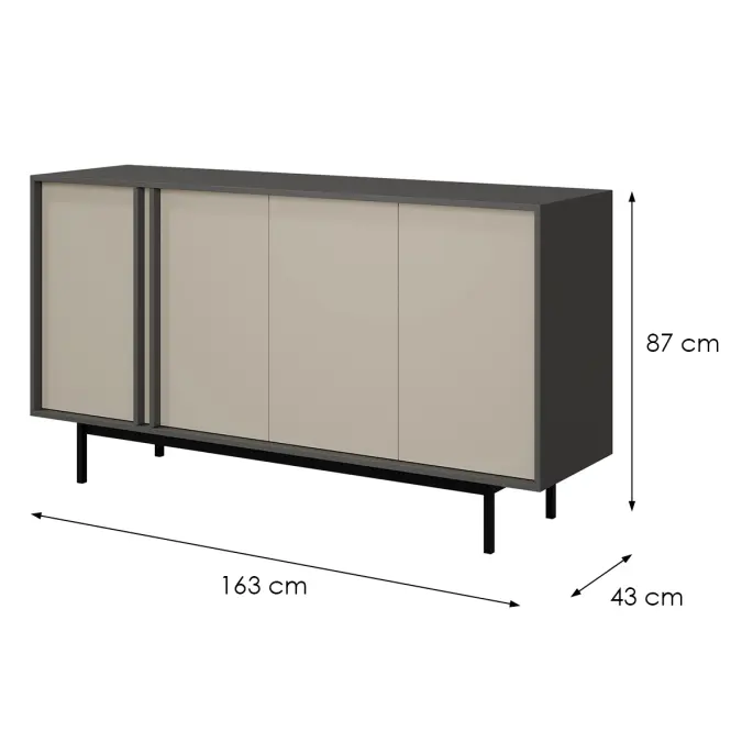 Komoda 160 Alsy 6 Svetlobéžová/Antracit,2