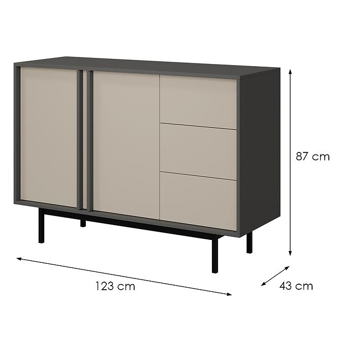 Komoda 120 Alsy 7 Svetlobéžová/Antracit