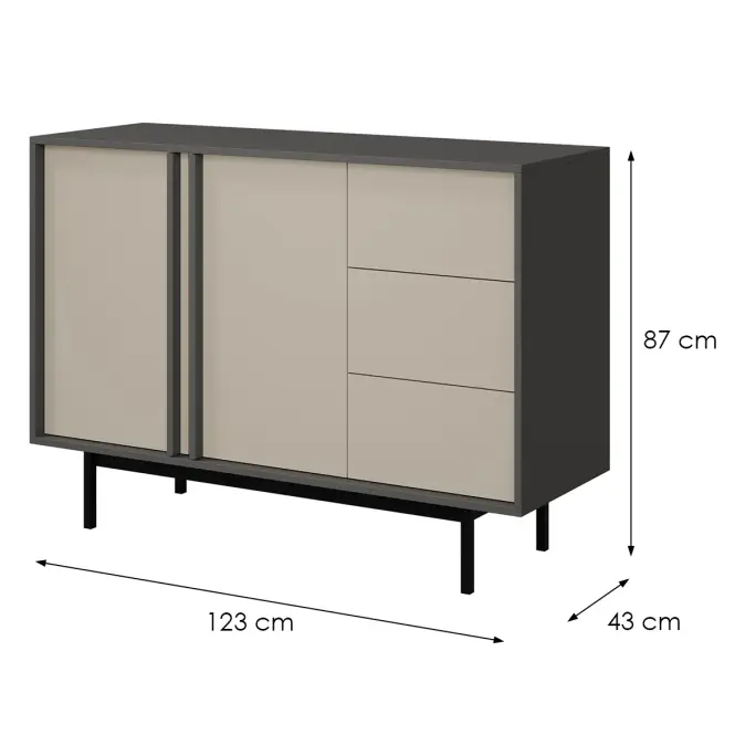 Komoda 120 Alsy 7 Svetlobéžová/Antracit,2