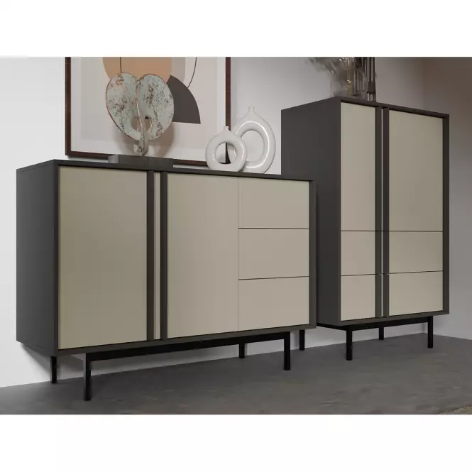Komoda 120 Alsy 7 Svetlobéžová/Antracit