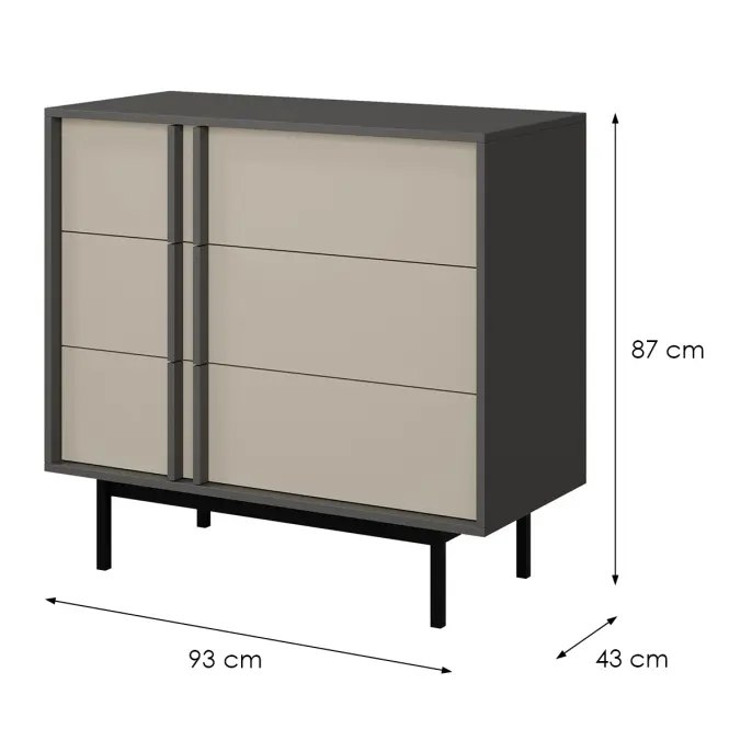 Komoda 90 Alsy 8 Svetlobéžová/Antracit,2