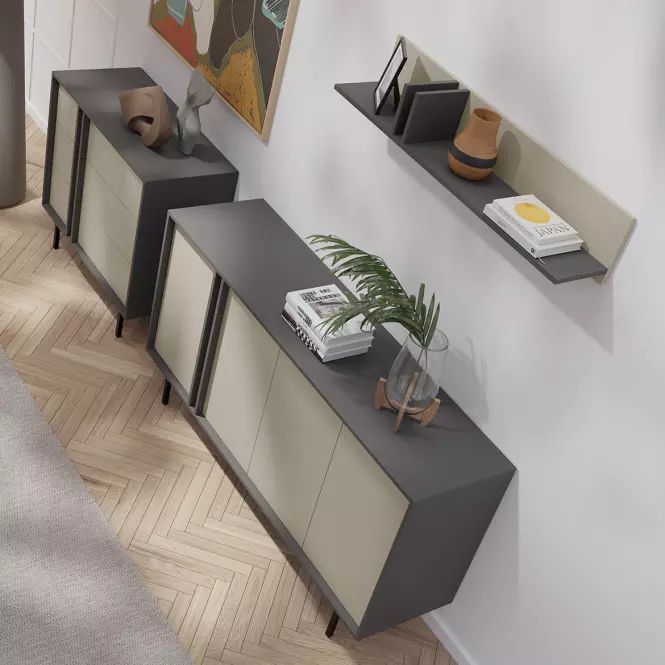 Komoda 90 Alsy 8 Svetlobéžová/Antracit