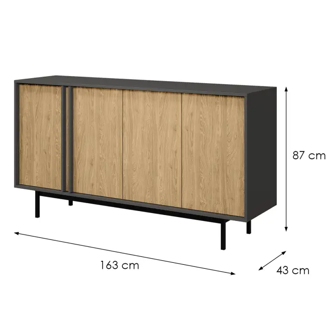 Komoda 160 Alsy 6 Olejovaný dub/Antracit,2