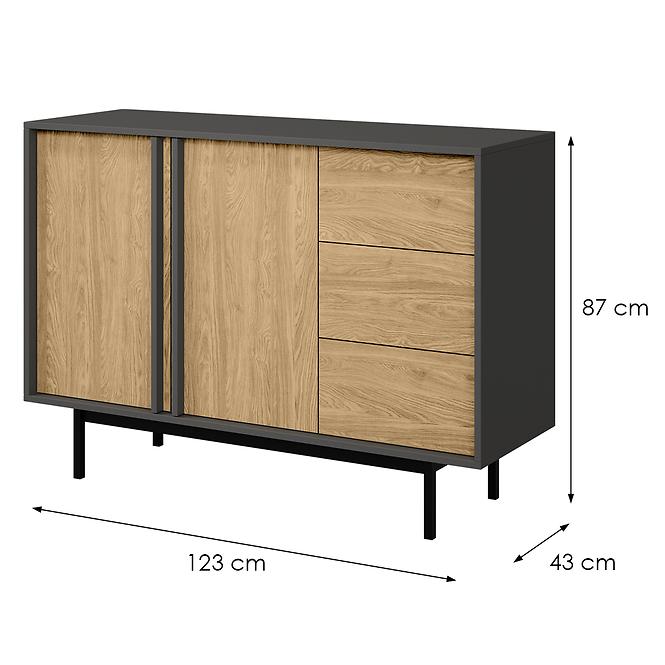 Komoda 120 Alsy 7 Olejovaný dub/Antracit