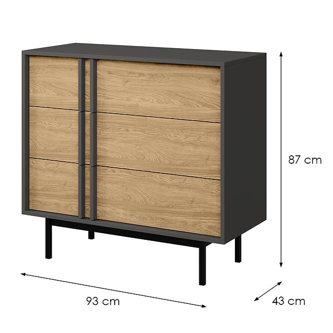 Komoda 90 Alsy 8 Olejovaný dub/Antracit,2