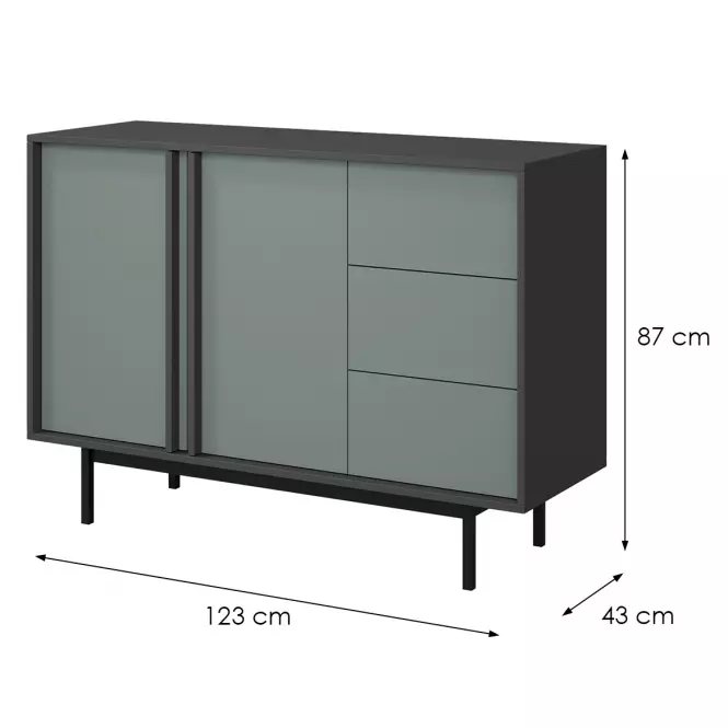 Komoda 120 Alsy 7 Aloe/Antracit