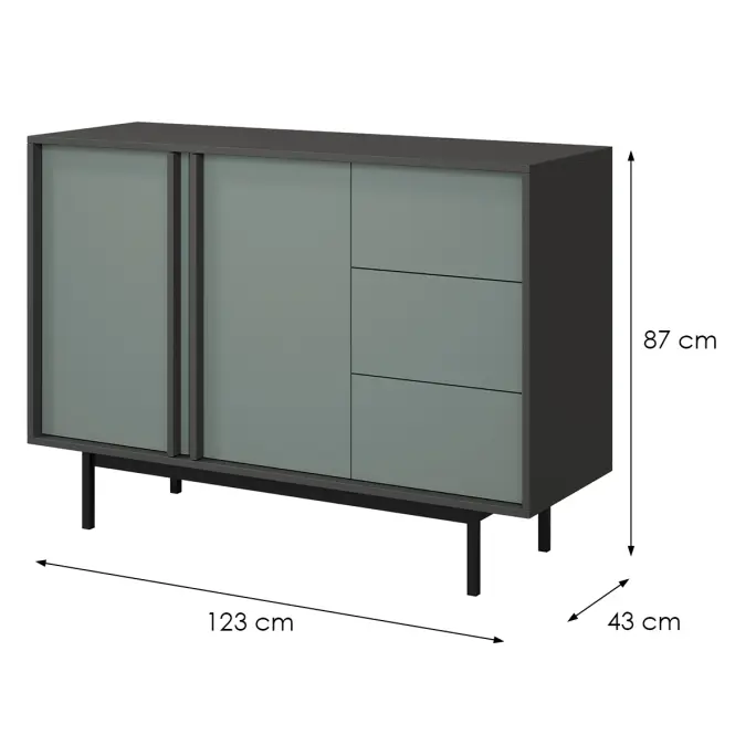 Komoda 120 Alsy 7 Aloe/Antracit,2