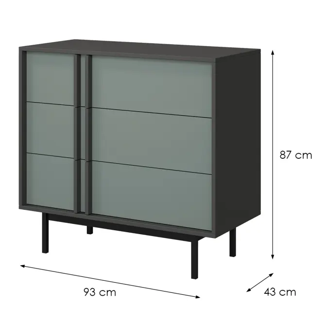 Komoda 90 Alsy 8 Aloe/Antracit,2