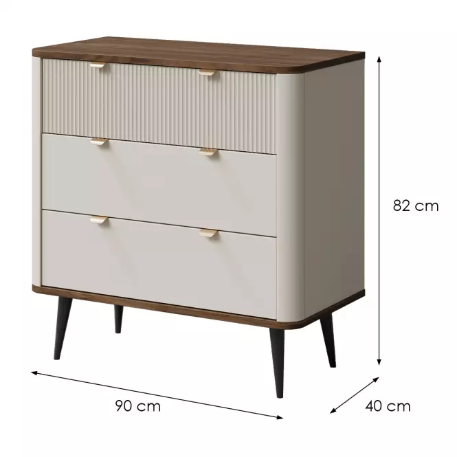Komoda 90 Marly 11 3s orech/Kašmír