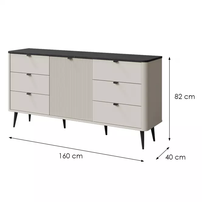 Komoda 160 Marly 9 1d6s Kašmír/Sivý kameň