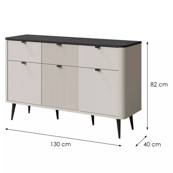 Komoda 130 Marly 10 3d3s Kašmír/Sivý kameň