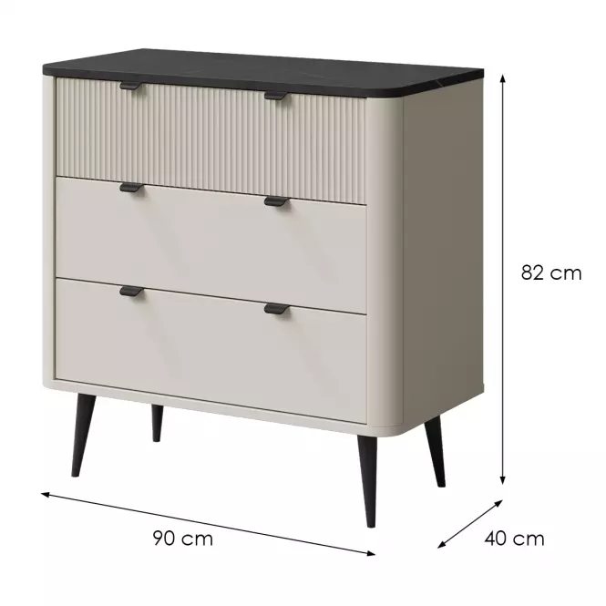 Komoda 90 Marly 11 3s Kašmír/Sivý kameň