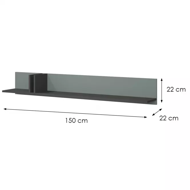 Polička 150 Alsy 14 Aloe/Antracit,2