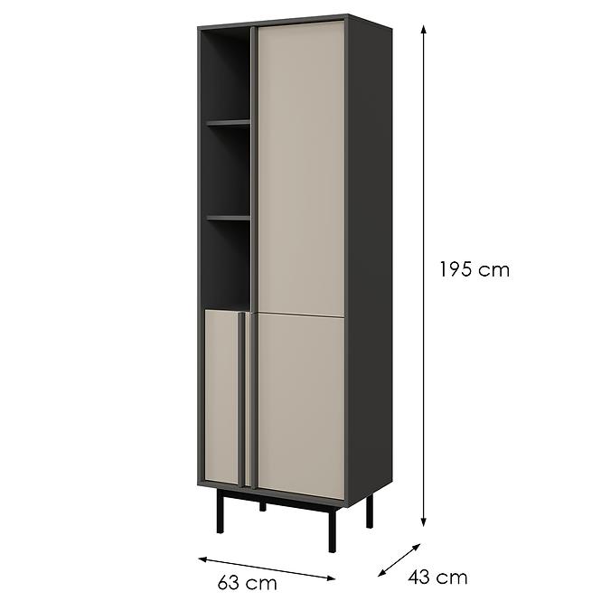 Witryna Alsy 3 Svetlobéžová/Antracit,2