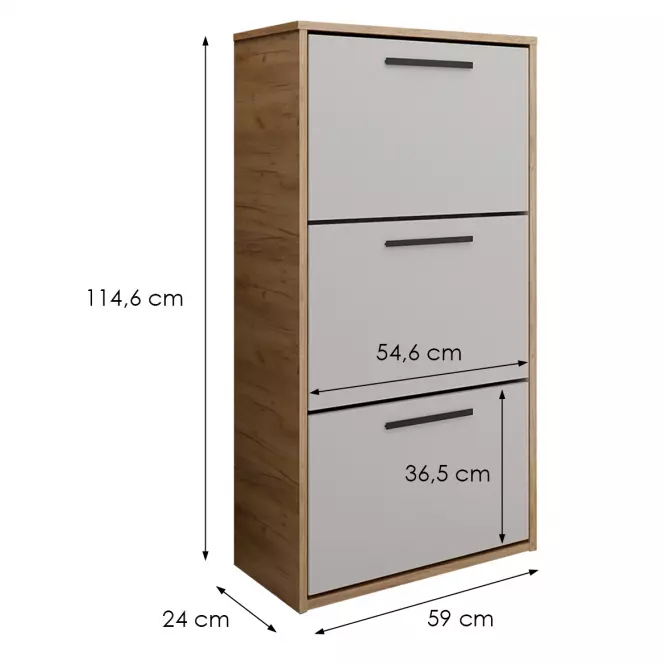 Skrinka na topánky Asper závesná Fr. biela/Craft,2