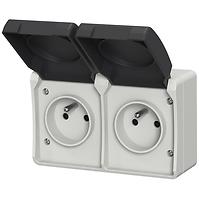 Dvojitá zásuvka AQUA PLUS IP44 grey 40115