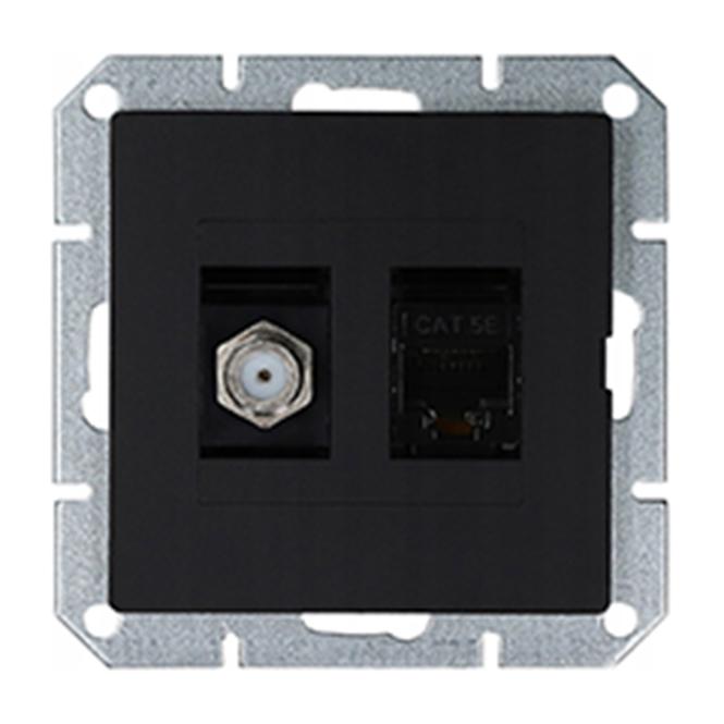 Zásuvka typu F + Zásuvka RJ45 MEDIUM black 33505