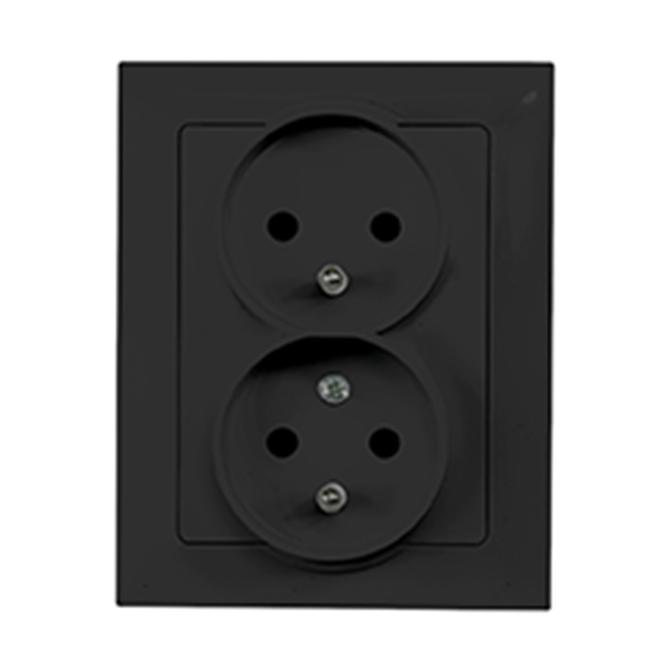 Dvojitá zásuvka 2x2p+z czeskie MEDIUM black 33514